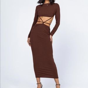 Princess Polly Kari Midi Dress Brown